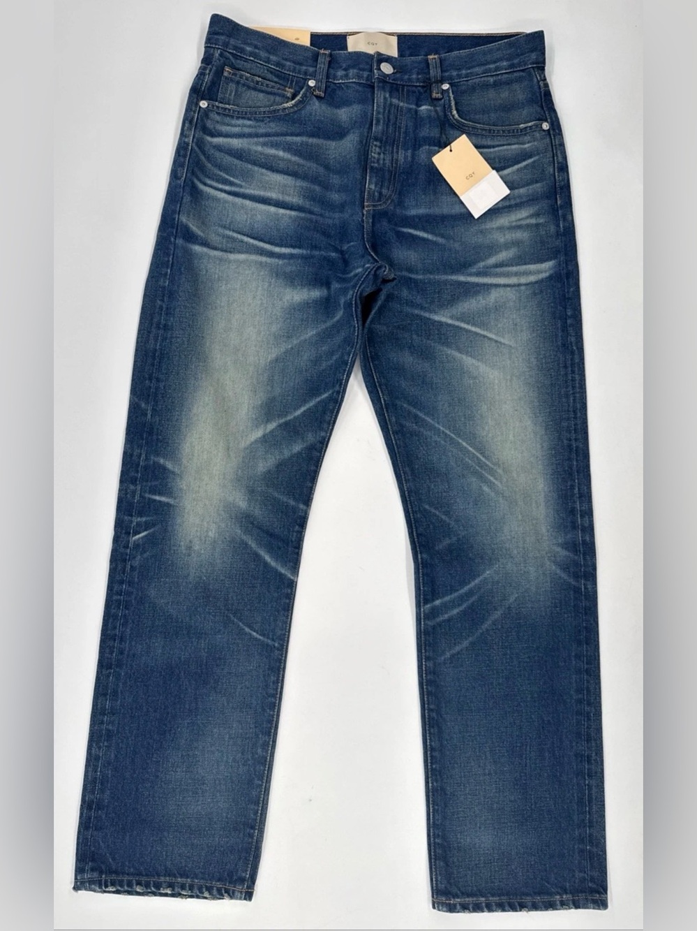 CQY Friend Womens Selvedge Jeans 32x29 Denim Straight Whiskered Distressed NEW